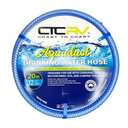 COAST RV Aquafresh 20m Blue Drinking Water Hose with Kit Fittings - 12mm