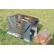 Coast RV Portable 400mm Firepit with Ember Tray Kit alight with a campfire